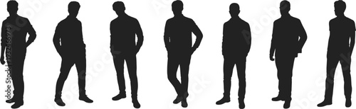 Diverse Male Silhouettes in Business Casual Attire on White Background person people