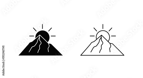 Sunrise mountain silhouettes Vector