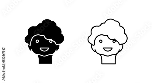 Happy cartoon characters with curly hair Vector