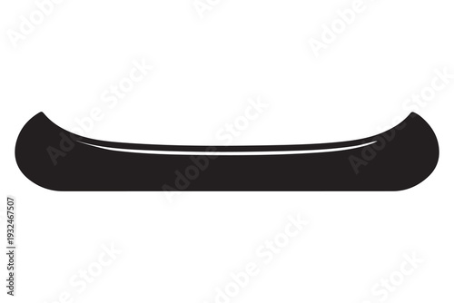 Black canoe silhouette against white background 