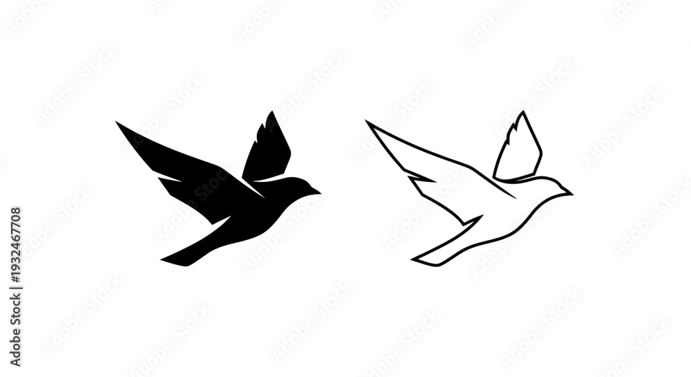 Obraz premium Set of 2 Flying Bird Icons Vector