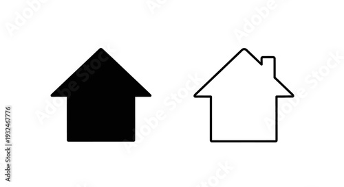 Minimalist house & roof icon set Vector