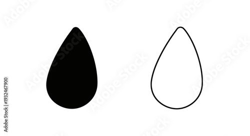 Black and outline water drop vector icons