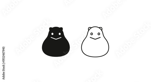 Black and white cute monster character vector icon set