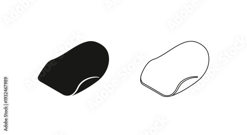Black and white potato chip outline and silhouette vector