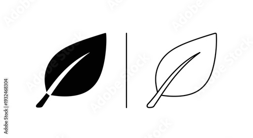 Minimalist leaf icons - contrast design Vector
