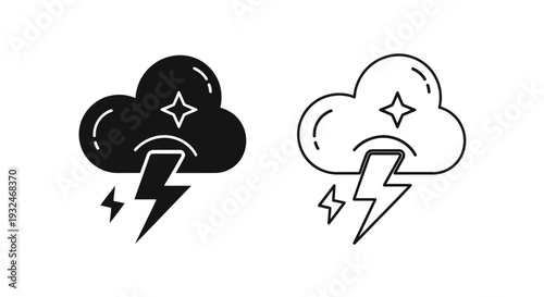 Electric storm clouds design icons Vector