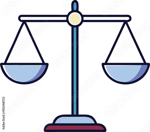 Balance Scale Weighing Justice and Equality Concept Simple Flat Design