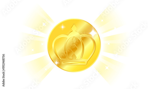 王冠マーク入りの金色コインイラスト