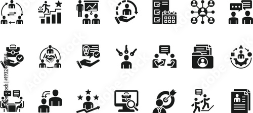 outplacement icon set collection. pack contain career, transition, support, guidance, coaching, cooperation, adapt, opportunity, network, advice icon