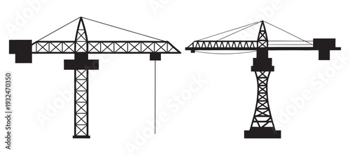 Tower crane silhouette construction heavy machinery industrial site building equipment