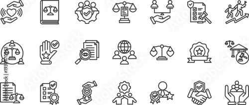 business ethics icon set collection. icon pack contain ethics, integrity, honesty, trust, fairness, accountability, responsibility, transparency, morality, compliance icon