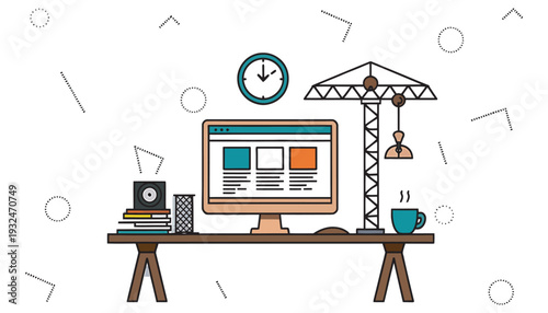 Creative concept vector illustration of web development and construction process