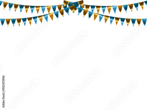 ガーランド三角、曲線、金5水色F6