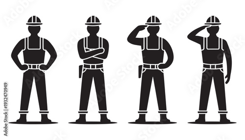 Construction workers hard hat safety vest workwear isolated on white background vector illustration