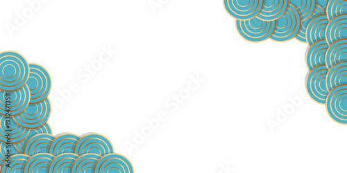 Abstract background with blue and green concentric circles pattern.