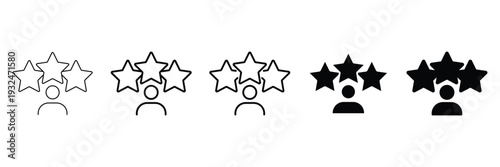 Success star celebration icon set. Outline and solid icon talent acquisition, employee award, customer satisfaction, success.
