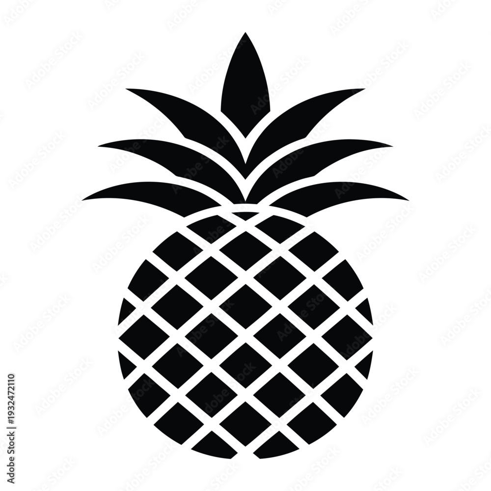Obraz premium Tropical pineapple fruit vector illustration isolated on white background