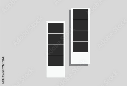 Vector Retro photo booth strips and instant film frames with blank placeholders. Minimalist vintage snapshot mockup templates for photography layouts, scrapbooking, and social media memories.