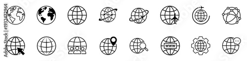 Globe world icon set. Vector illustration.