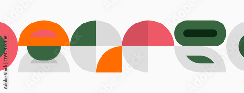 Abstract geometric shapes, circles, rectangles, overlapping forms. Minimalist design, muted colors, simple composition. Modern aesthetic.