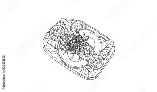 Minimal vegan toast and vegetables healthy eating vector