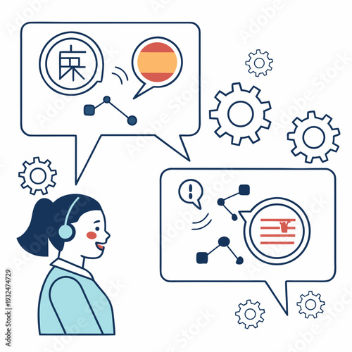 Customer support agent providing multilingual assistance with translation tools