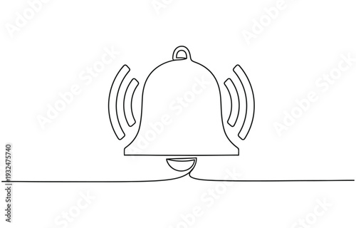 Ringing bell outline drawing graphic for notification alert system design.