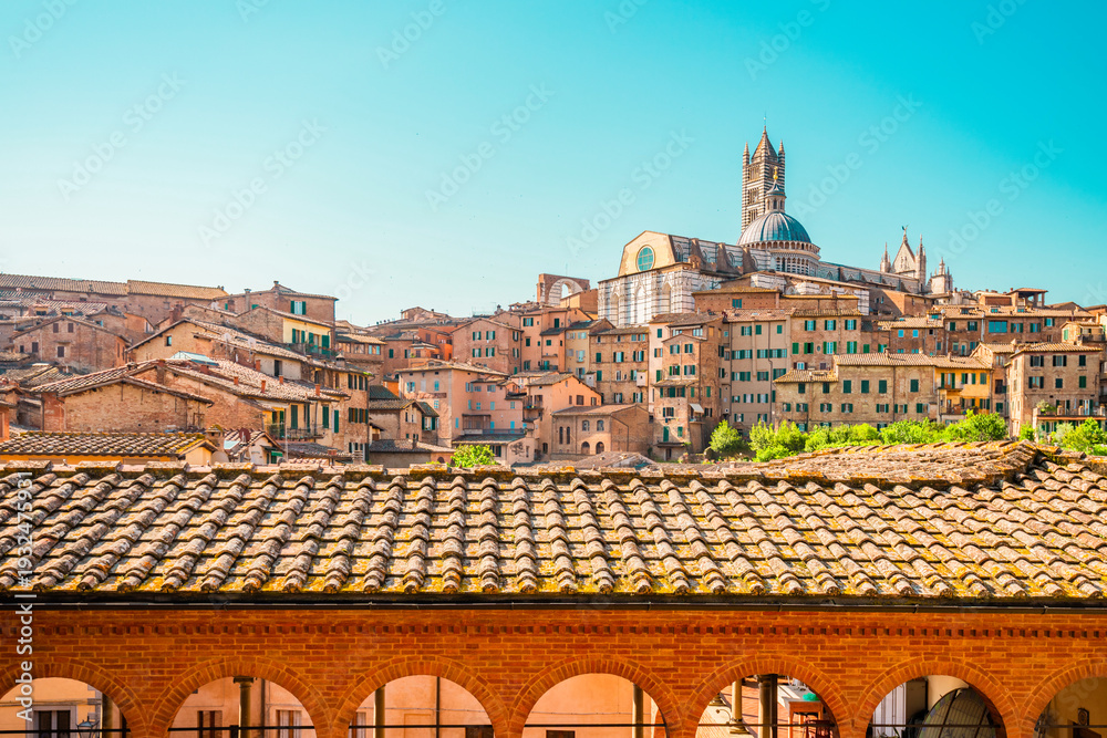 Fototapeta premium Beautiful old town of Siena in Italy. Tourist destination in Italy.