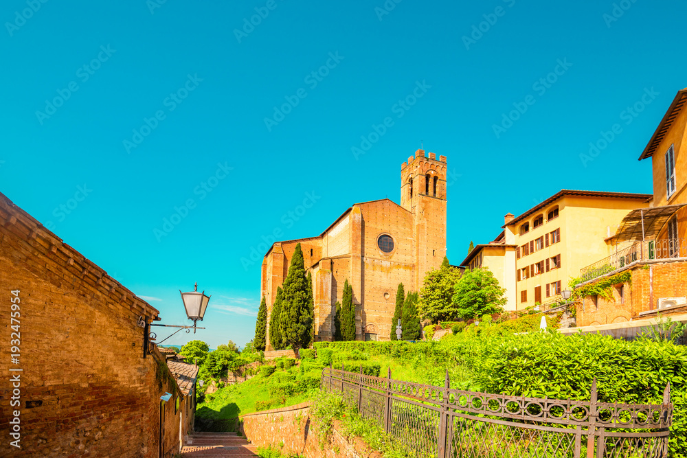 Naklejka premium Beautiful old town of Siena in Italy. Tourist destination in Italy.