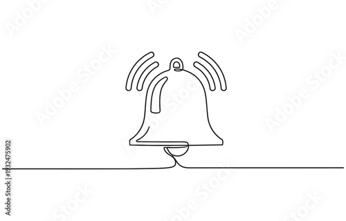 Ringing bell outline drawing graphic for notification alert system design.