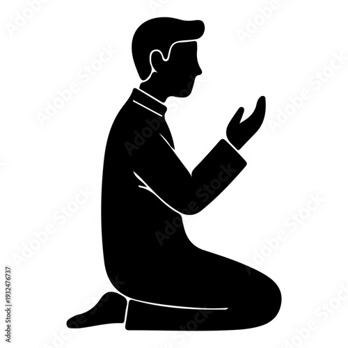Man Praying Silhouette Icon