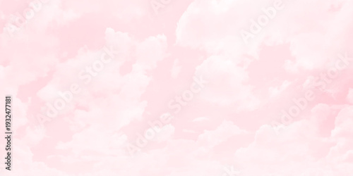 Bright pink sky and beautiful white clouds