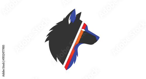 Wolf head with dutch flag colors displayed in a striking silhouette