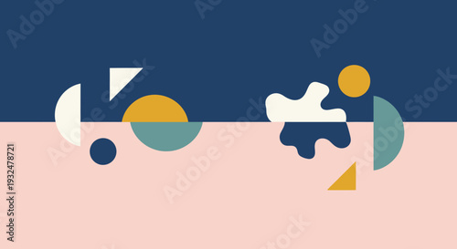 Abstract geometric shapes in a two tone color scheme silhouette