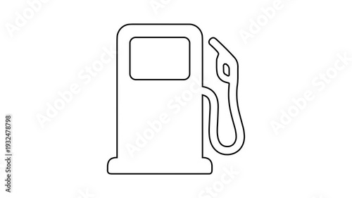 Gas pump icon animation in outline drawing, fuel dispenser, line art