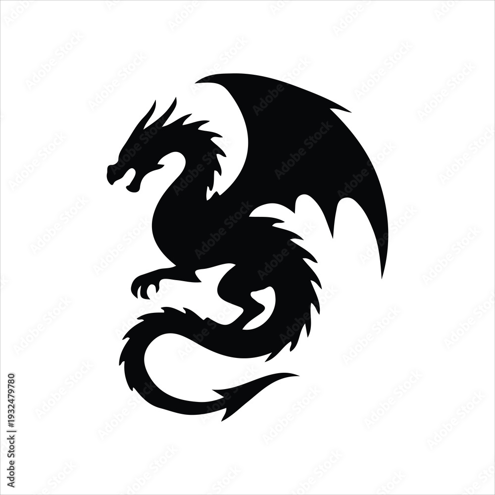 Naklejka premium black dragon tattoo