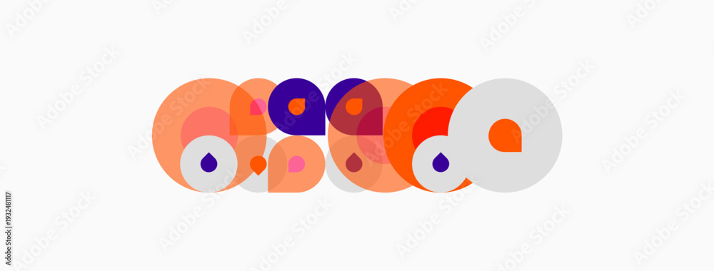 Fototapeta premium Abstract colorful circles overlap, creating playful composition. Shapes vary sizes, hues, suggesting movement, energy.