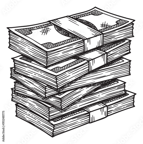 A stacked pile of money bundles representing wealth and financial success, perfect for business publications, economic reports, or promotional materials seeking to convey prosperity and