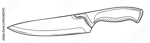 Simple line drawing of a kitchen chef knife perfect for culinary themed graphic projects cooking instructions or food preparation illustrations