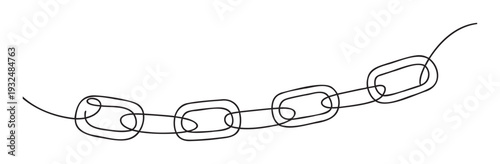 Simple linear graphic depicting an unbroken chain of connected oval shapes, symbolizing unity and reliability, perfect for modern digital and print media applications.