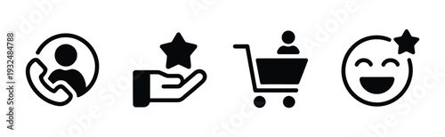 Customer icon set multiple concept collection illustrating client management, feedback, engagement