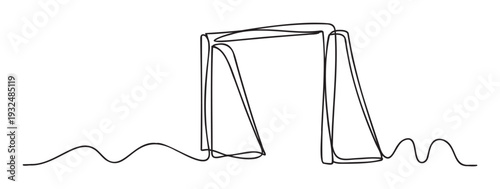 Simple continuous line drawing of a soccer goal or football gate perfect for sports related media, athletic event promotions, game applications, and minimalist web graphics
