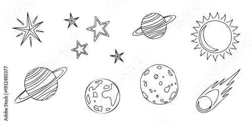Explore the universe with this collection of celestial objects, perfect for educational resources, spacethemed events, or childrens learning activities about the cosmos.
