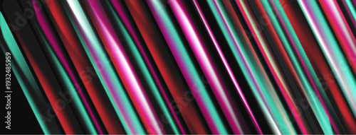 Abstract lines create dynamic visual effect. Colors blend, forming sleek modern design. Brightness contrasts with dark background.