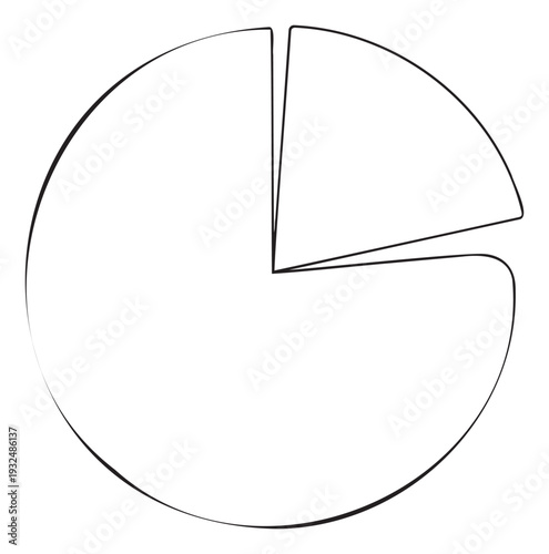 A simple hand drawn pie chart with one segment separated from the main circle, perfect for business presentations, financial reports, or educational content to illustrate data points and