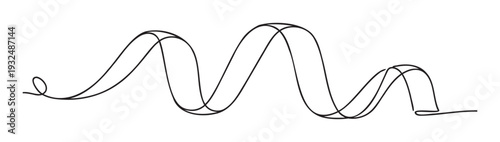 Dynamic black line art illustrating continuous flowing movement and undulating rhythm suitable for abstract graphic backdrops, technology interfaces, and modern design projects