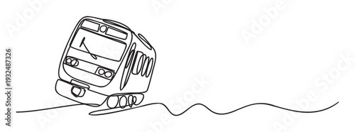 Continuous line drawing of a modern railway train illustrating motion and public transportation perfect for travel industry promotions and urban mobility advertisements