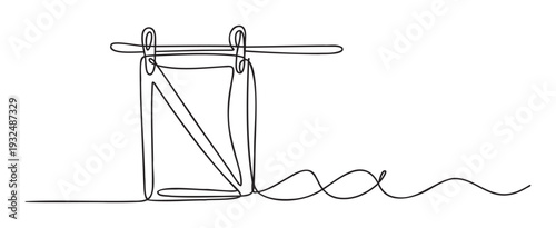 Minimalist one line drawing of a sliding barn door with a Z brace design, ideal for modern home decor, architectural concepts, or simple interior design branding projects