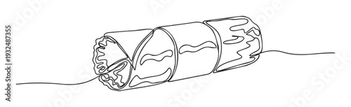 Continuous line drawing of three sushi rolls or appetizers for a modern restaurant menu or a food related website providing a simple and elegant visual representation
